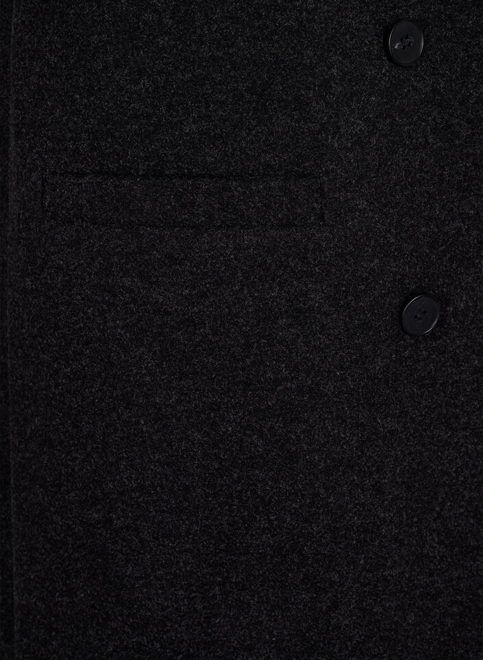 Lang vest i ull-look, Dark Grey Melange, Packshot image number 3