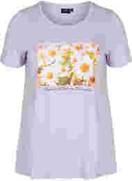 T-skjorte i bomull med A-form og trykk, Thistle Fl. Picture