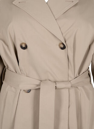 Zizzi Klassisk lang trenchcoat med belte, Chinchilla, Packshot image number 2