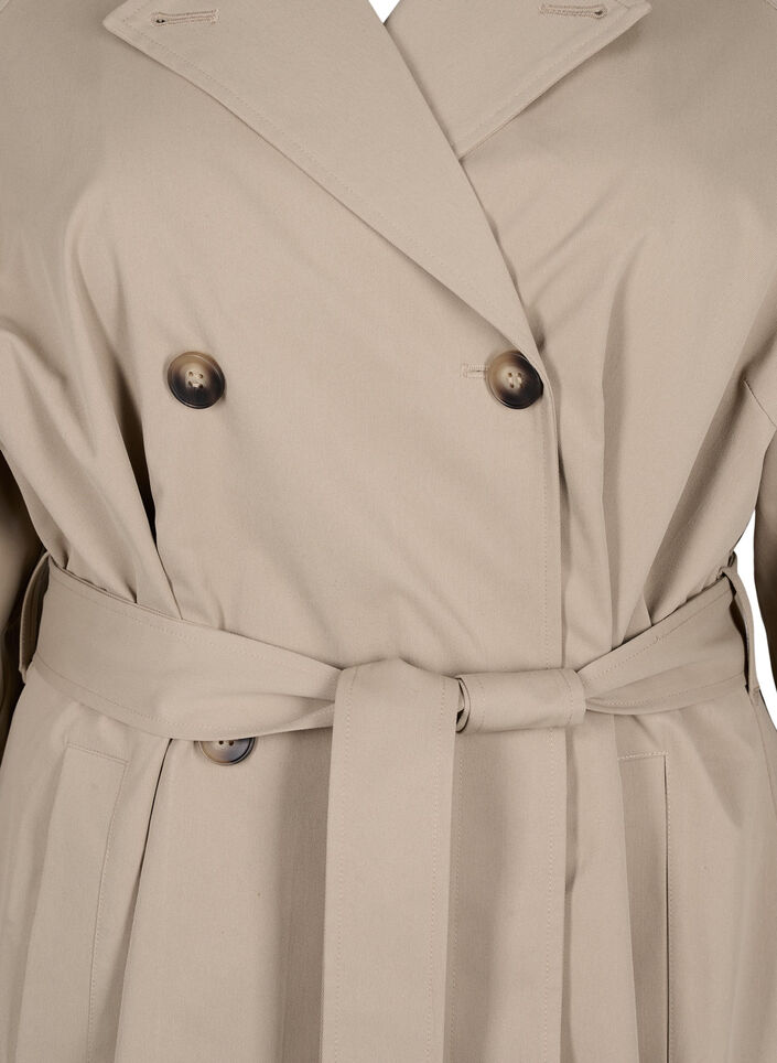 Klassisk lang trenchcoat med belte, Chinchilla, Packshot image number 2
