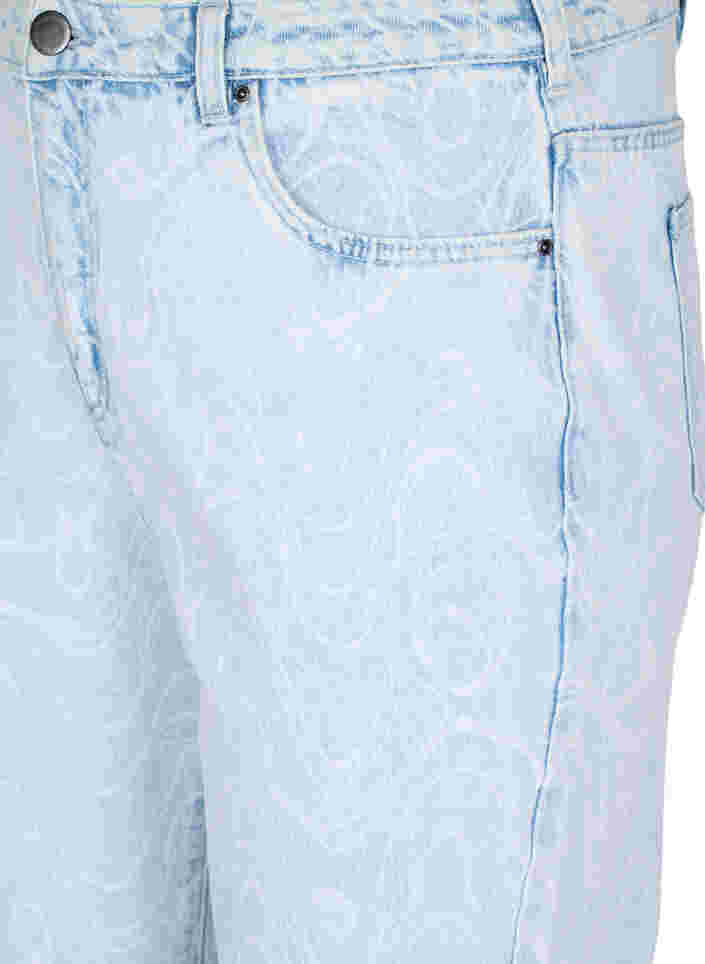 Cropped MIlle mom jeans med mønster, Light blue denim, Packshot image number 2
