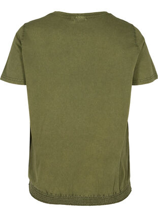 Kortermet T-skjorte med acid wash og smock, Ivy Green acid wash, Packshot image number 1
