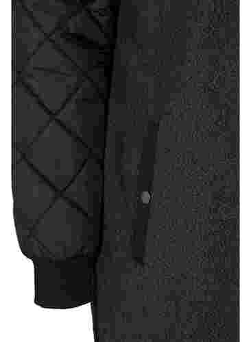 Quiltet jakke med teddy og knappelukking, Black Comb, Packshot image number 3
