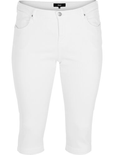 Amy capribukser med høyt liv og super slim fit, Bright White, Packshot image number 0