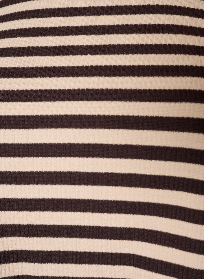 Stripete bluse med lange ermer, Brun, Packshot image number 2