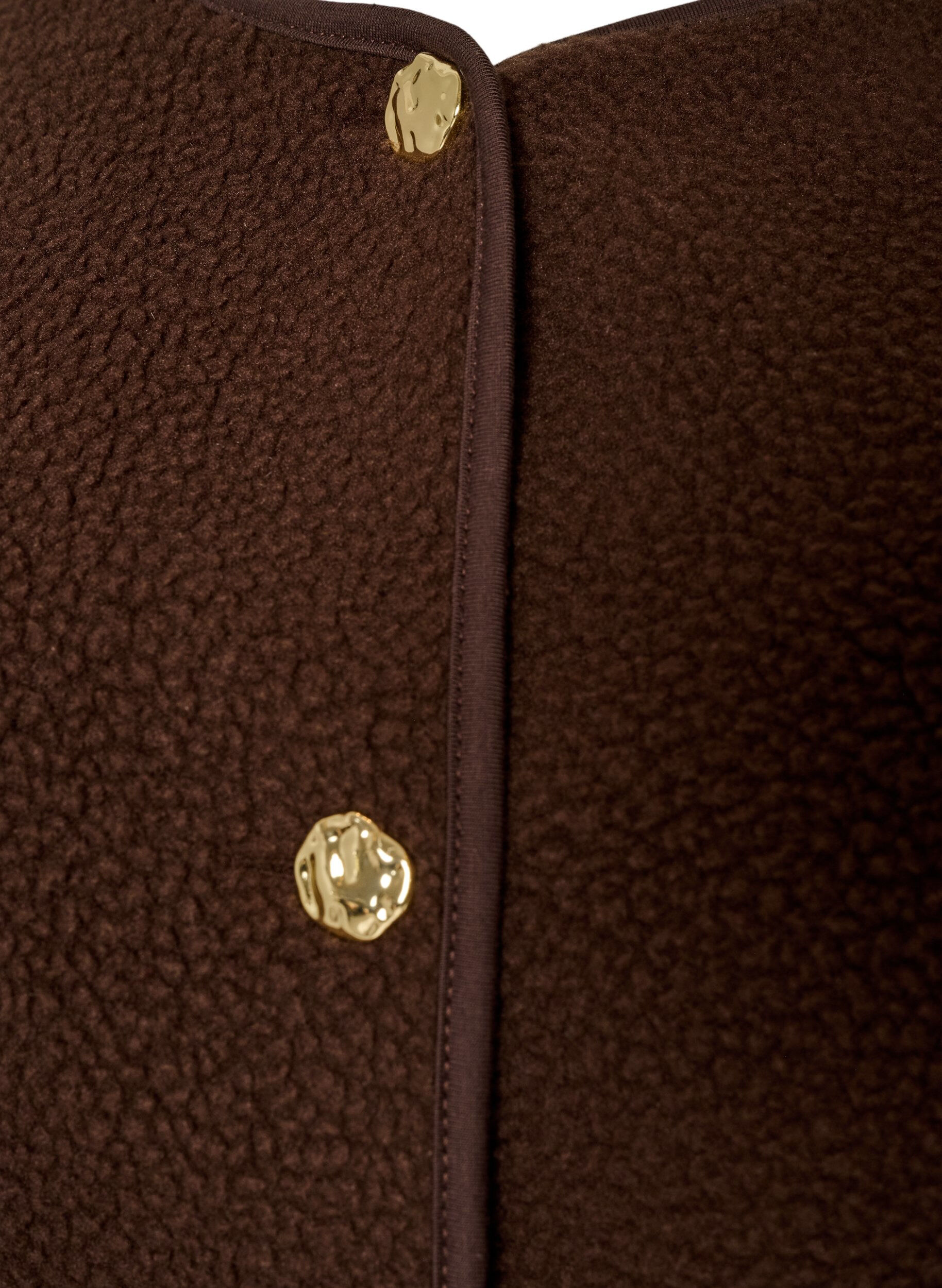ZizziTeddy vest med knapper og lommer, Brun, Packshot image number 2
