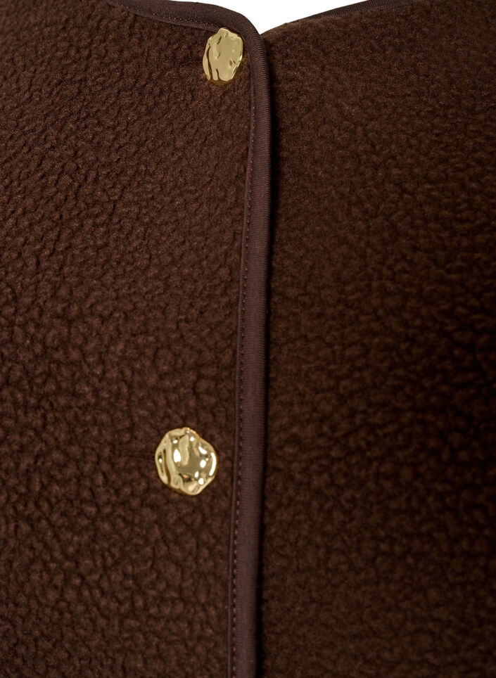 Teddy vest med knapper og lommer, Brun, Packshot image number 2