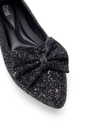 Zizzi Glitterballerina med vid passform og sløyfe, Black, Packshot image number 3