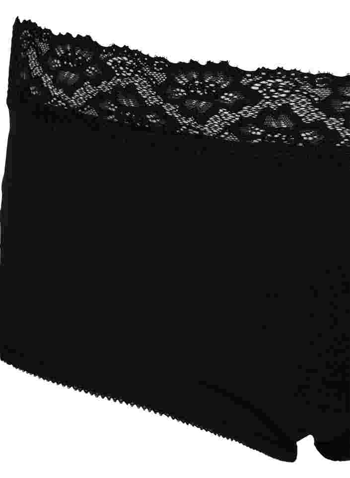 Bomullstruse med blonder, 2.stk, Black, Packshot image number 2