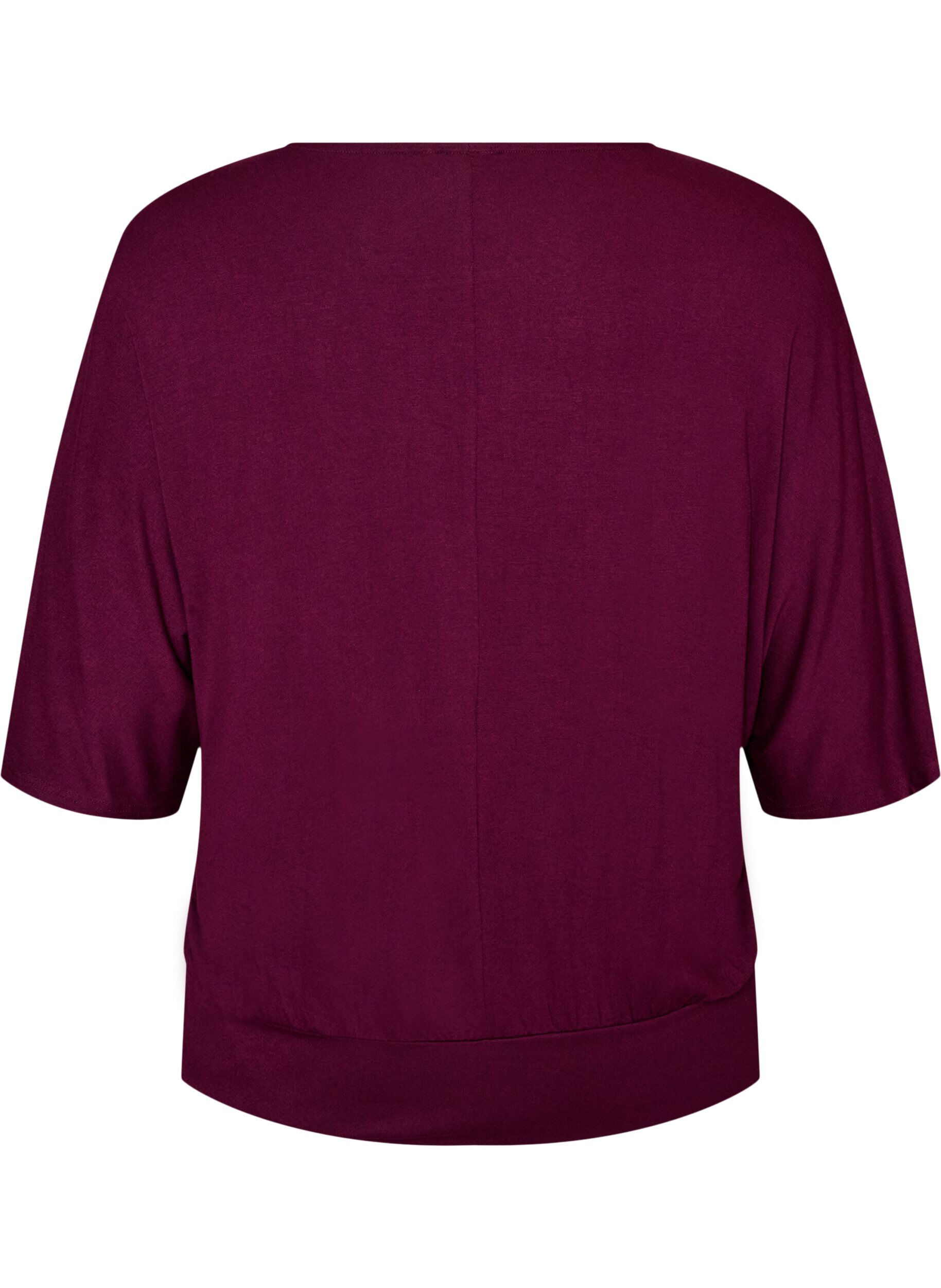 ZizziJerseybluse med albuelange ballongermer, Lilla, Packshot image number 1