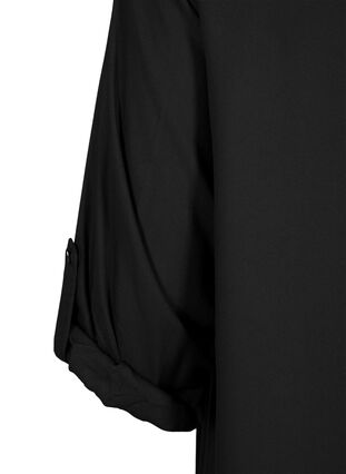 Skjortekjole i viskose med hette og 3/4-ermer, Black, Packshot image number 3