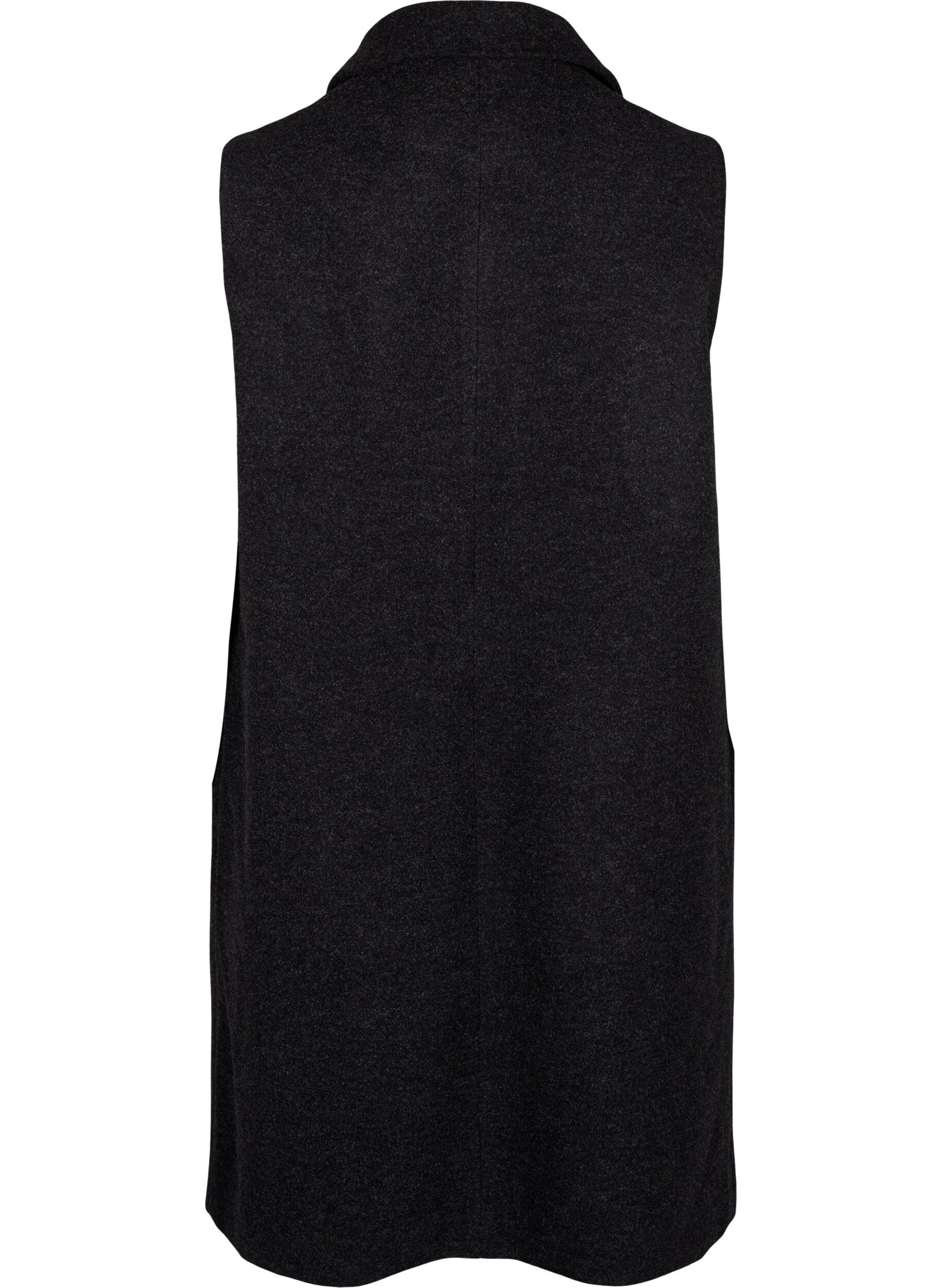 Zizzi Lang vest i ull-look, Dark Grey Melange, Packshot image number 1