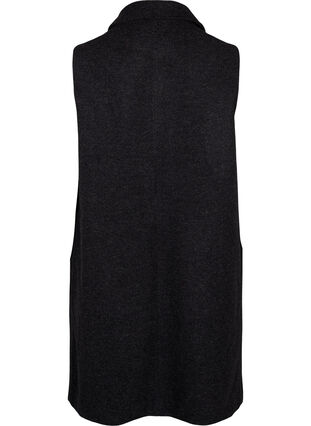 Zizzi Lang vest i ull-look, Dark Grey Melange, Packshot image number 1