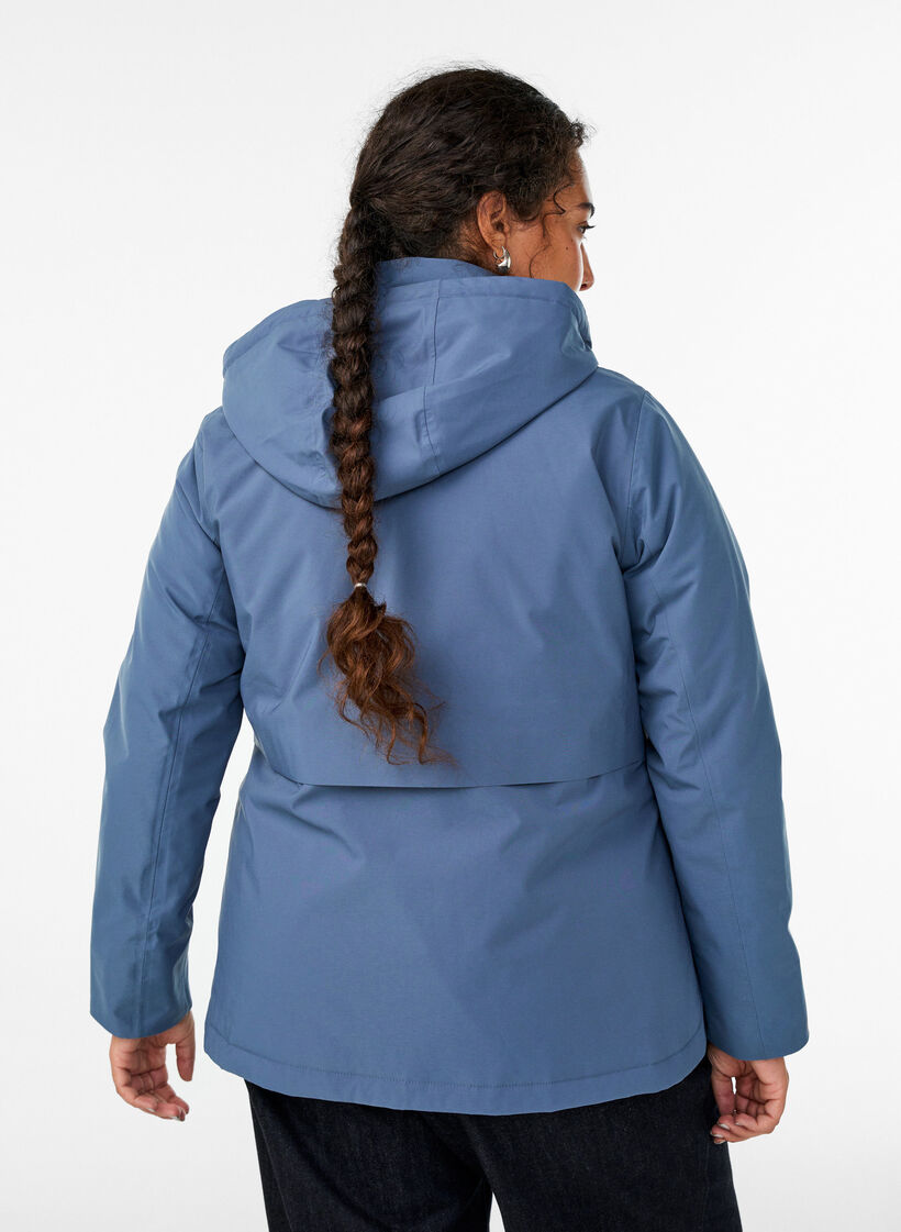 Funksjonell kort hette vinterjakke, Blå, Model image number 2