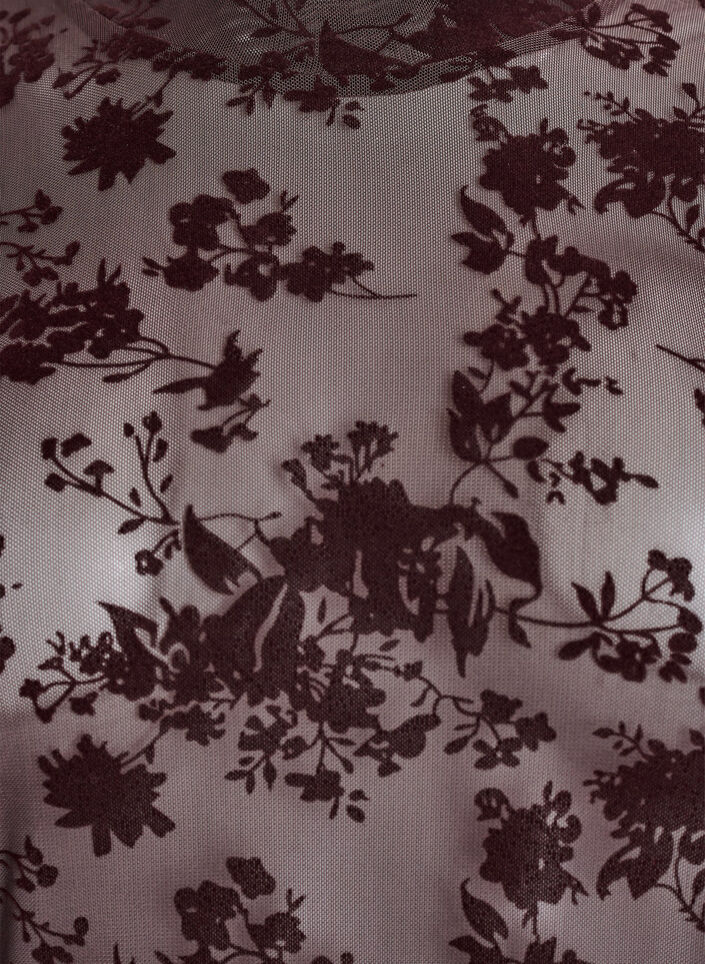 Bluse i mesh med blomster-mønster, Brun, Packshot image number 2