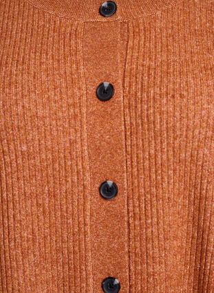 Zizzi Ribbestrikket cardigan med knapper, Orange, Packshot image number 2