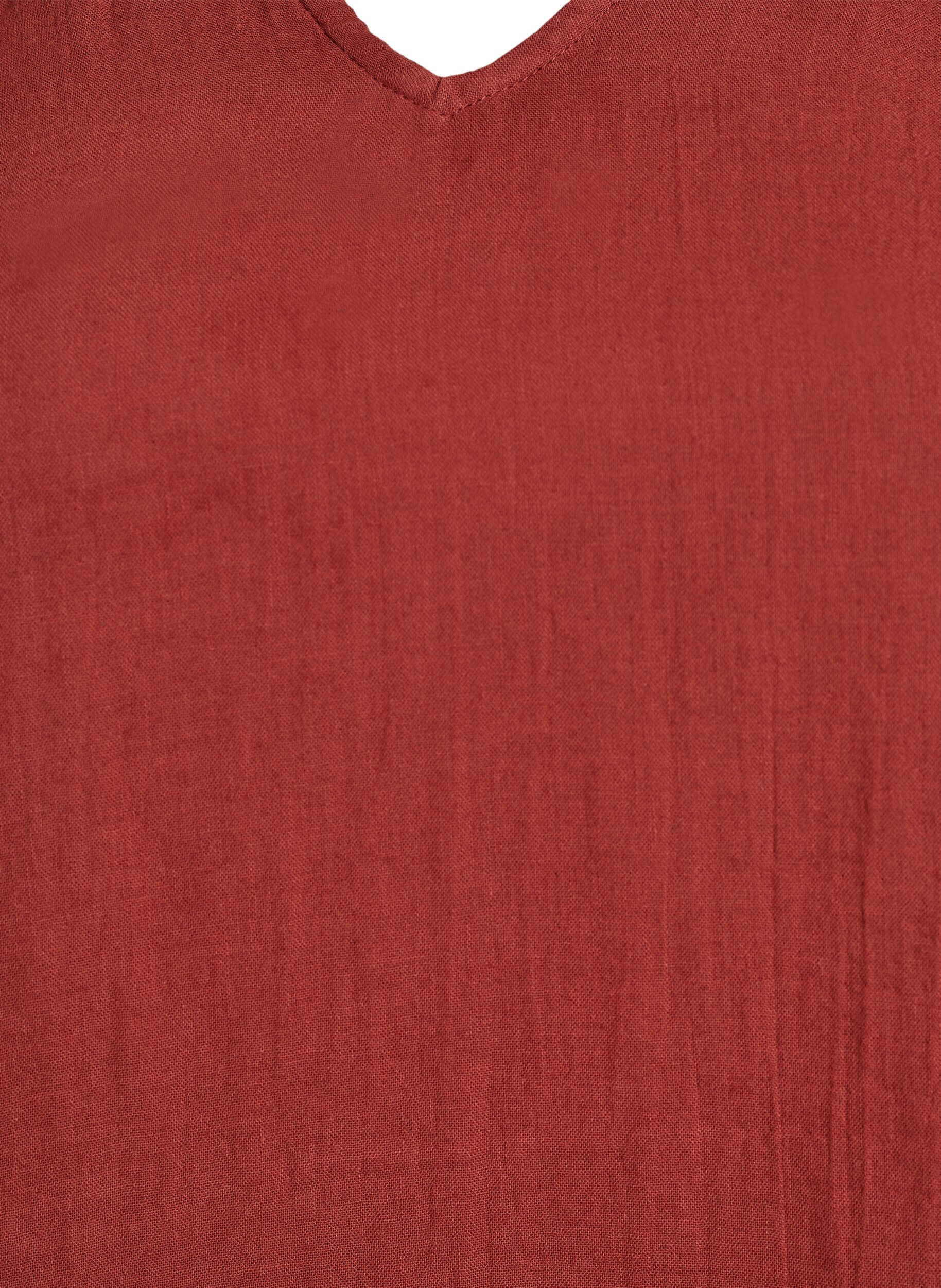 ZizziErmel&oslash;s topp i bomullsmusselin med volanger, R&oslash;d, Packshot image number 2