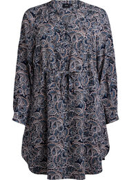 Knelang kjole med knytebelte, Sand Paisley