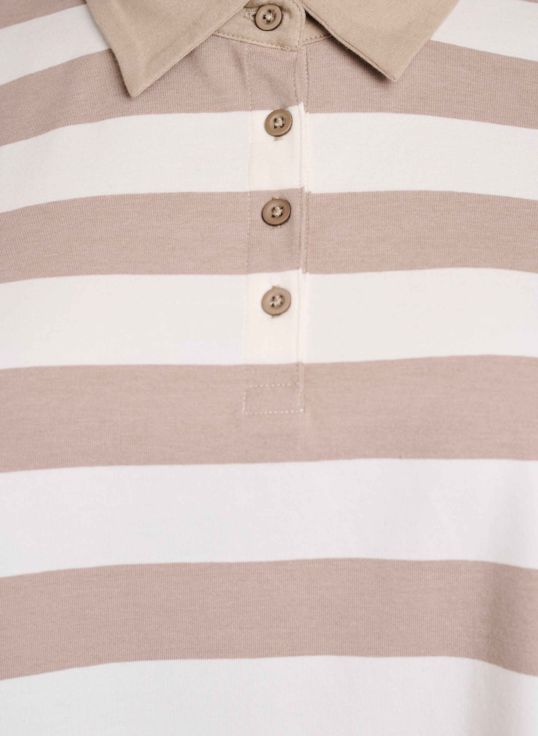 Zizzi Langermet poloskjorte med striper, Beige, Packshot image number 2