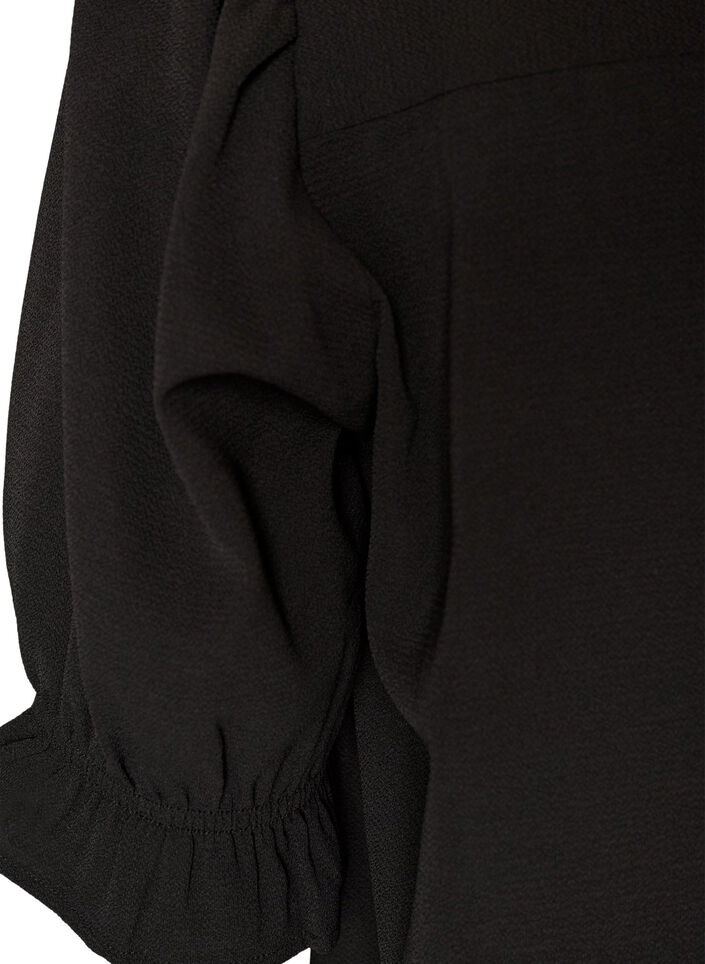 Skjortebluse med 1/2 ermer, Svart, Packshot image number 3