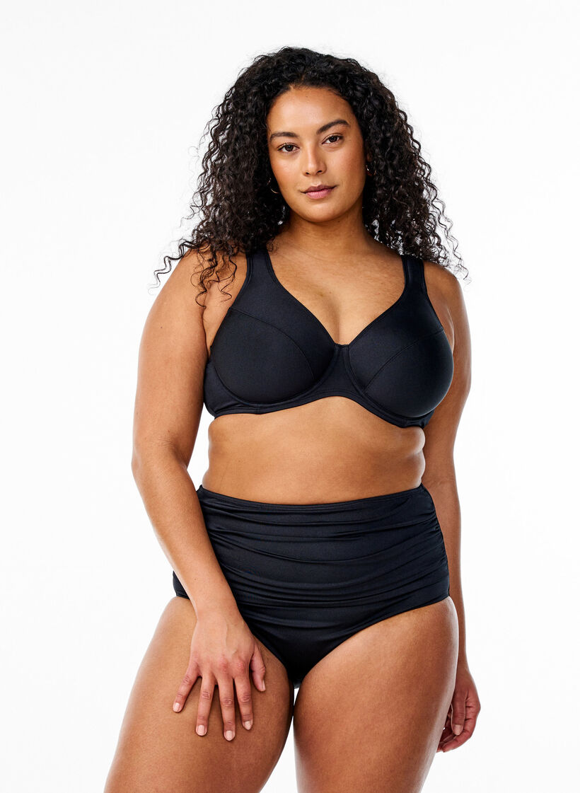 Heldekkende bikinioverdel med bøyle, Black, Model