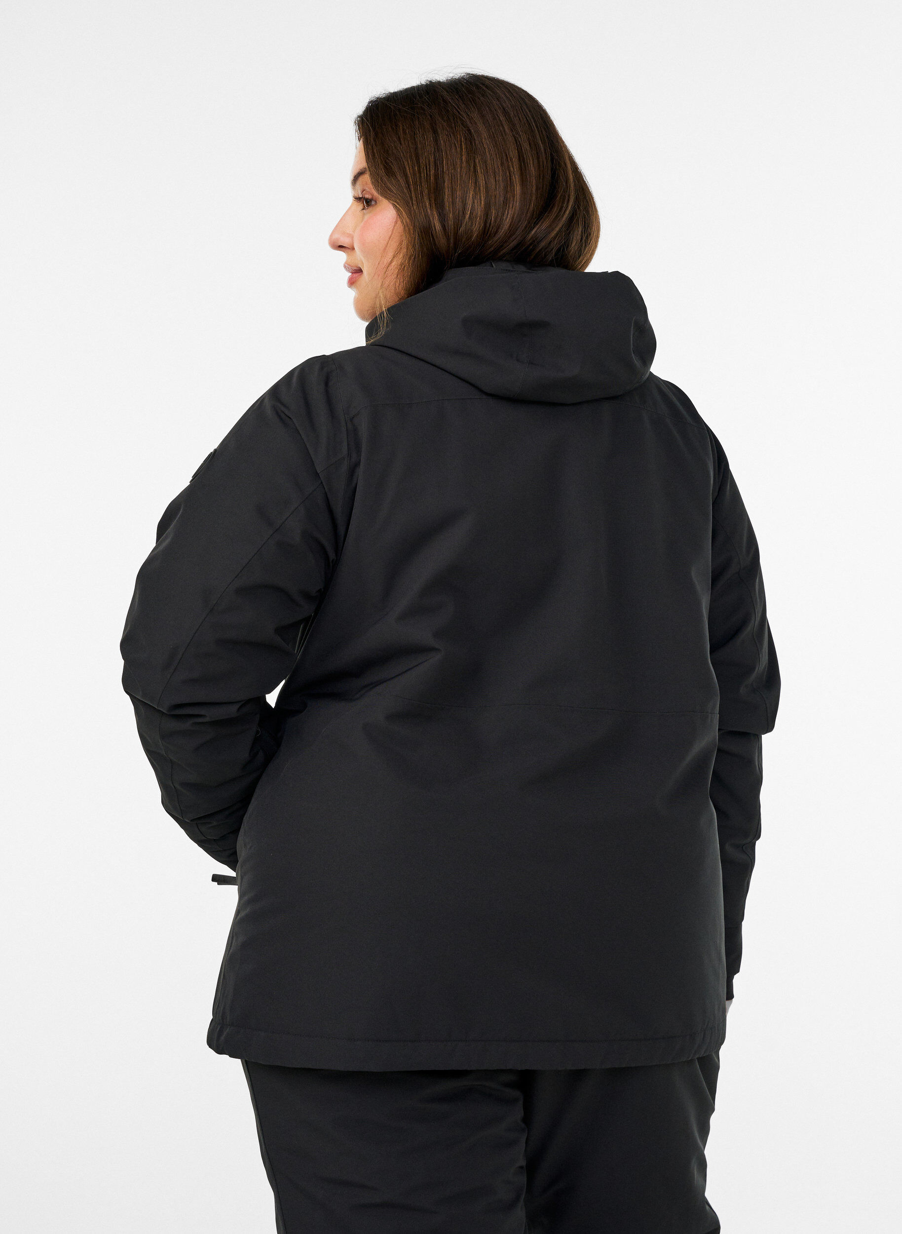 ZizziSkijakke med hette og glidel&aring;slommer, Svart, Model image number 2