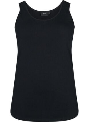 Zizzi Ensfarget basic topp i bomull, Svart, Packshot image number 0