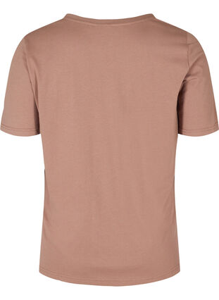 T-skjorte i organisk bomull med V-hals, Deep Taupe, Packshot image number 1