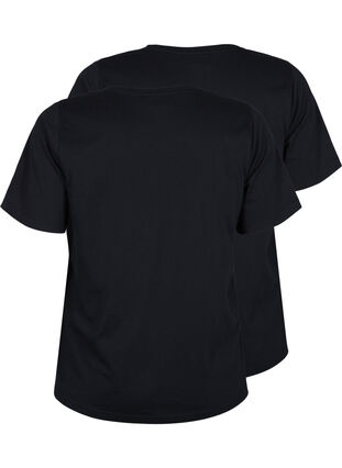 Zizzi FLASH - T-skjorter med V-hals, 2 stk., Black/Black, Packshot image number 1