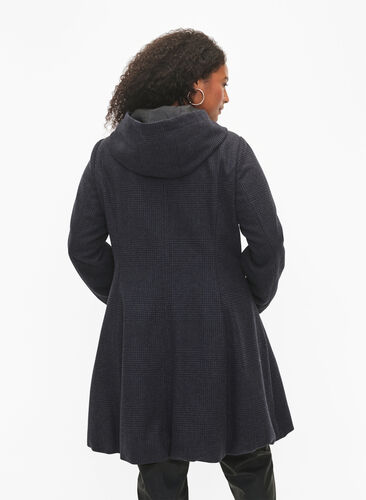 Rutete kåpe med ull, Dark Grey Melange, Model image number 1