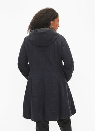 Zizzi Rutete kåpe med ull, Dark Grey Melange, Model image number 1