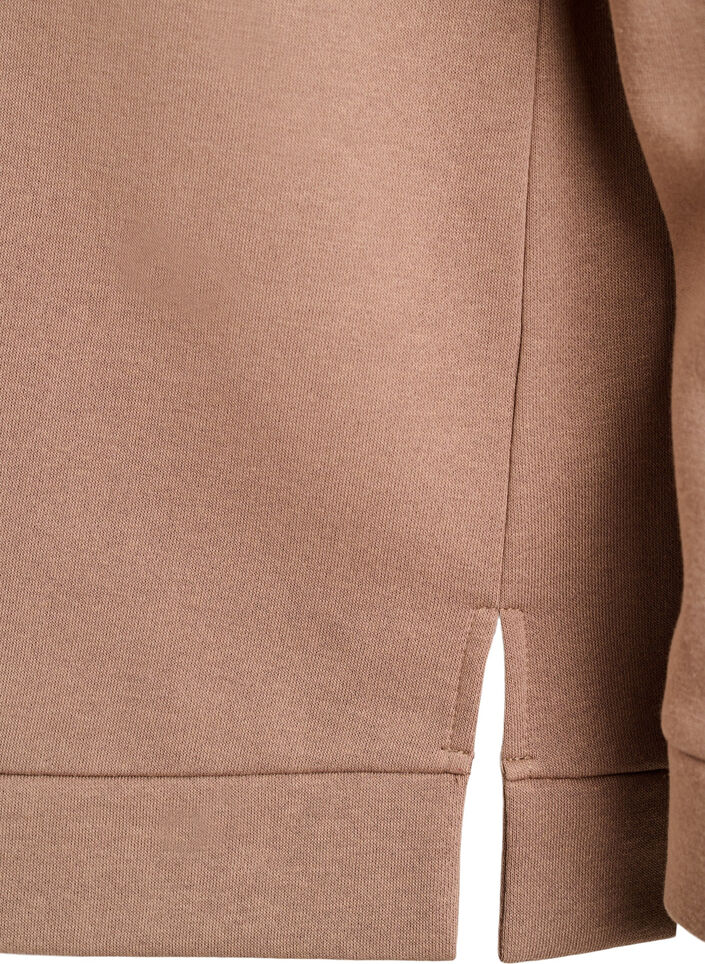 Genser med høy hals og glidelåslukking, Brun, Packshot image number 3