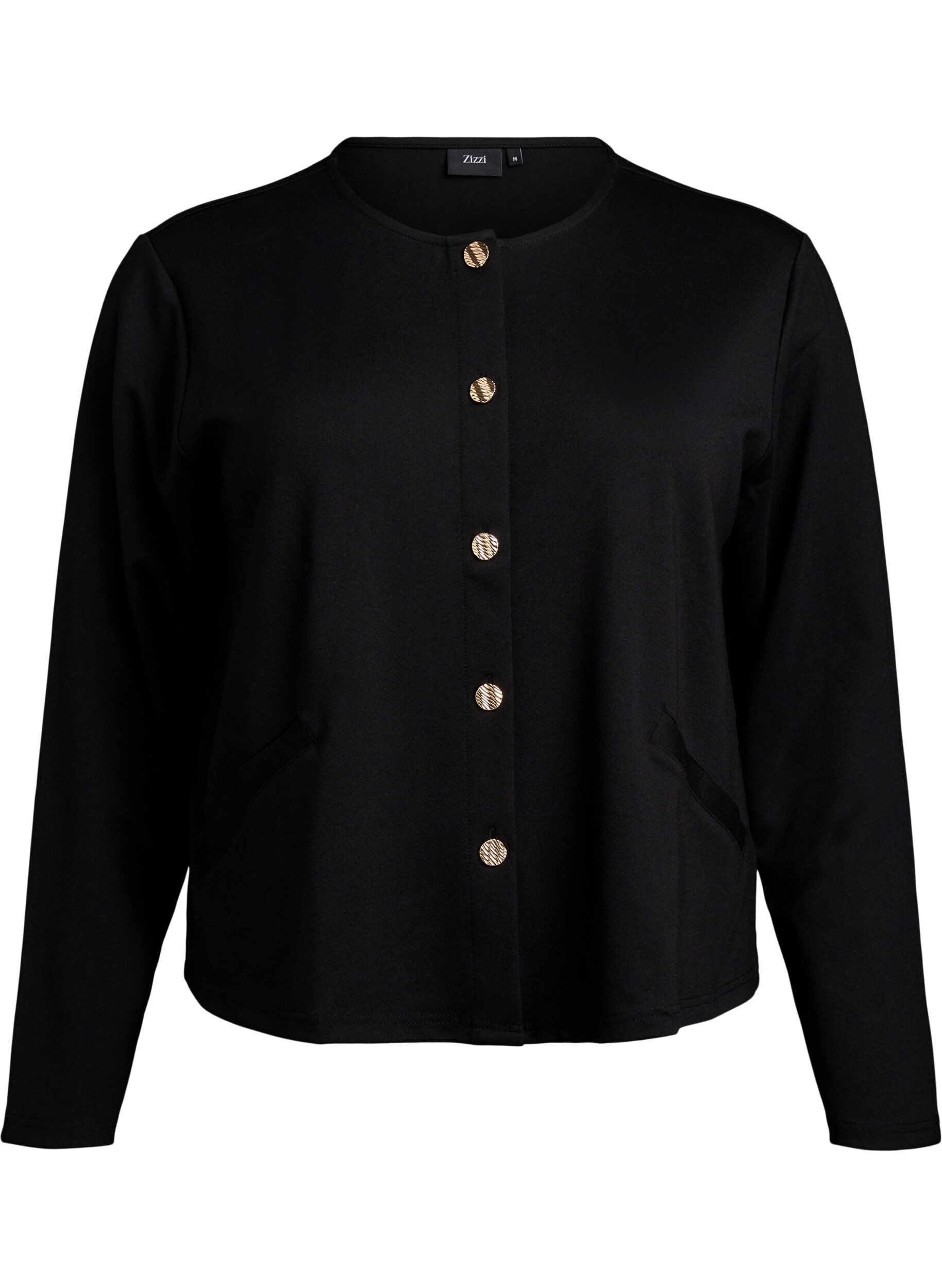 Zizzi Cardigan med dekorative knapper og lange ermer, Black, Packshot image number 0