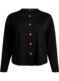 Cardigan med dekorative knapper og lange ermer, Black