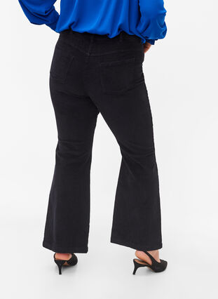 Fløyelsbukse med bootcut, Black, Model image number 1