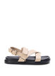 Sandal i skinn med bred passform og justerbare remmer, Beige, Packshot image number 0