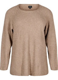 Strikket bluse med rund hals, Fossil Mel.