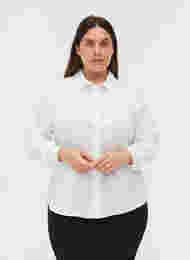 Økologisk bomullsskjorte med krave og knapper, White, Model