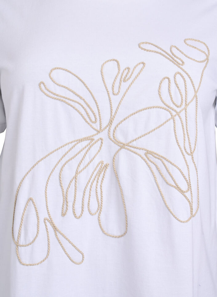 T-skjorte i økologisk bomull med snor-detalj, White S.T.Pearls, Packshot