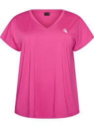 L&oslash;stsittende trenings-t-skjorte med v-hals, Rosa