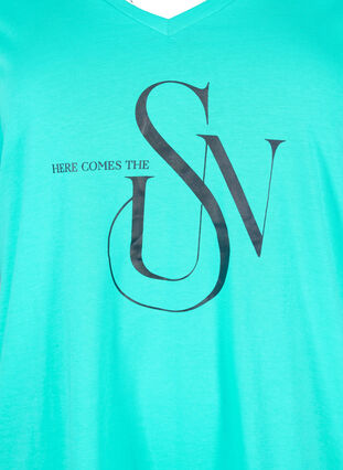T-skjorte i bomull med trykk, Turquoise SUN, Packshot image number 2