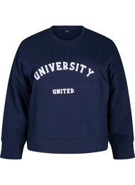 Genser med relieffmønstret tekstdesign, Navy Blazer