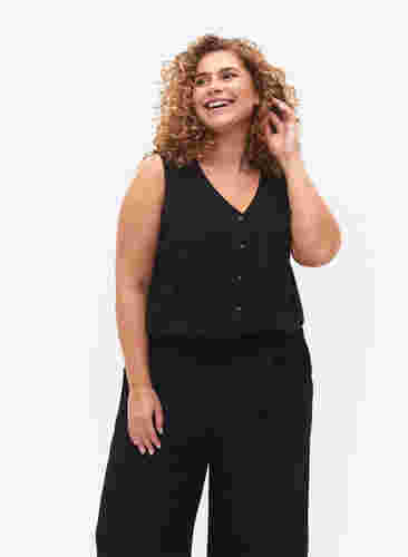 Ermeløs jumpsuit i viskose, Black, Model image number 2
