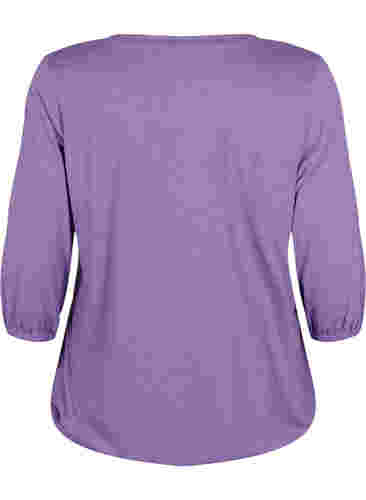 Melert bluse med V-hals, Deep Lavender Mél, Packshot image number 1
