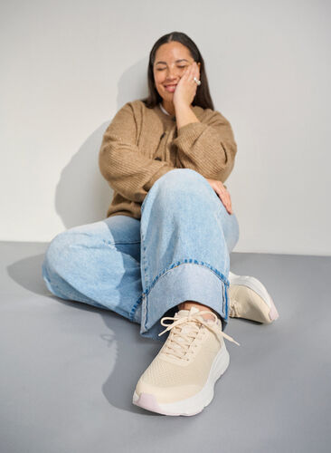 Zizzi Wide fit - Komfortable sneakers med støtabsorberende såle, Beige, Image image number 0