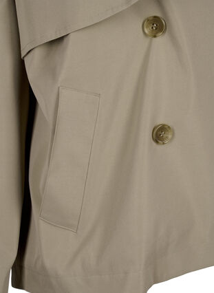 Zizzi Kort trenchcoat med trykknapplukking, Coriander, Packshot image number 3
