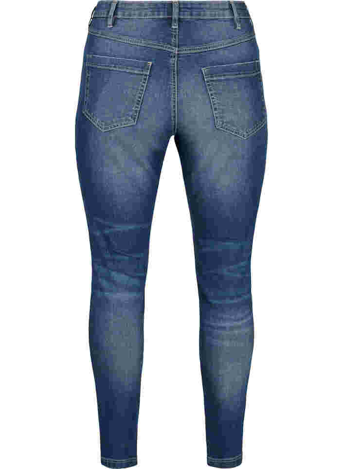 Ripped Amy jeans med super slim fit, Blue denim, Packshot image number 1