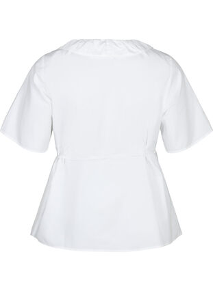 Kortermet bluse med volangdetaljer, Bright White, Packshot image number 1