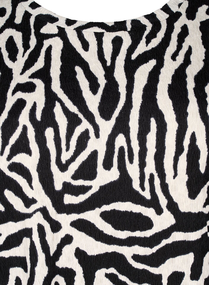 Kortermet bluse med sebraprint, Black W. White Zebra, Packshot