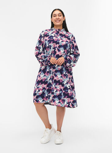 FLASH – Langermet kjole med trykk, Evening Blue Water, Model image number 2